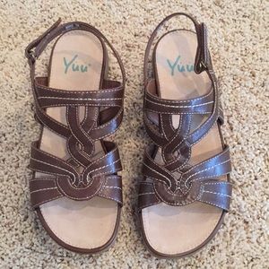 YUU brand brown sandals. Brand new worn once!!